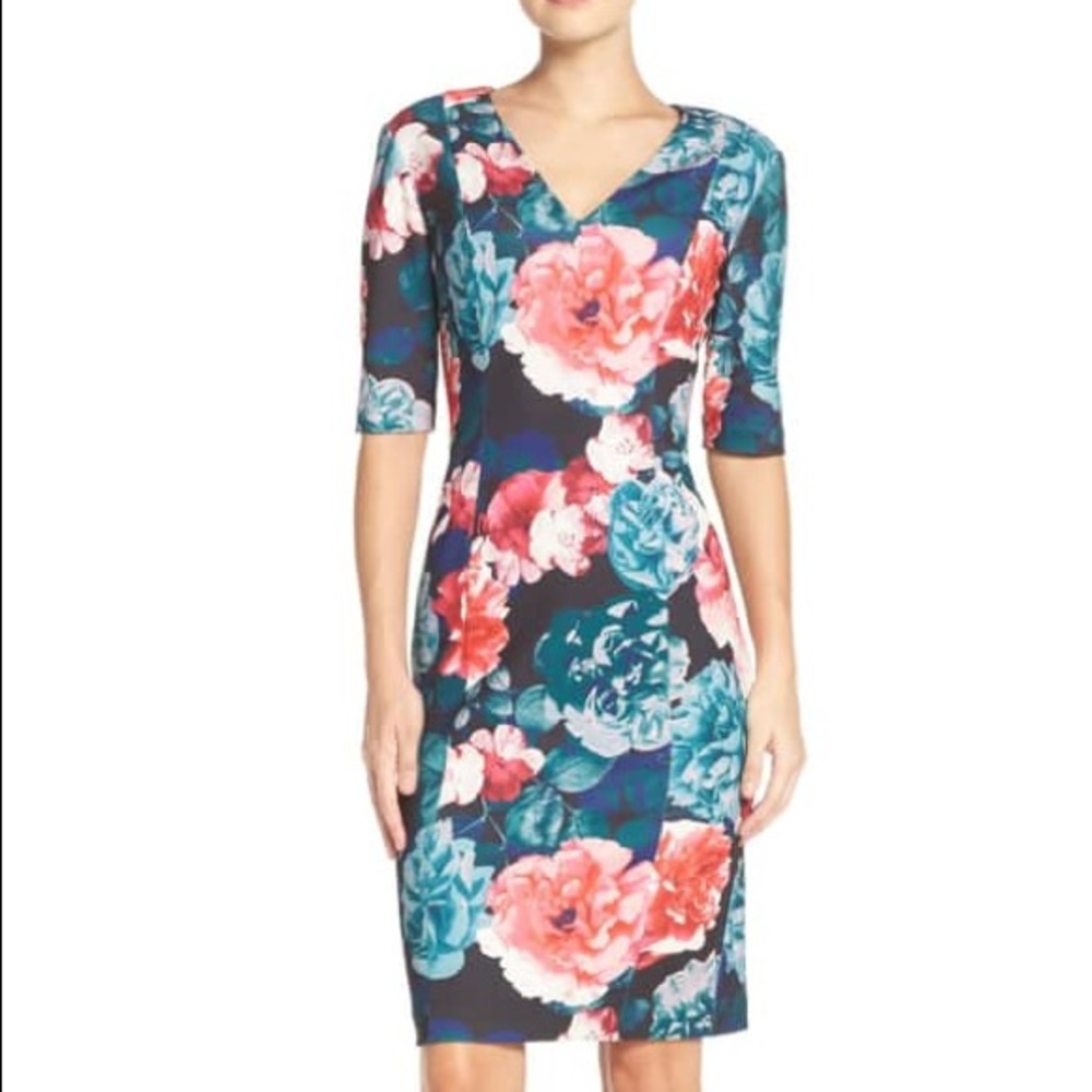 Floral Scuba Sheath Dress